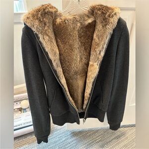 Juicy Couture Black Jacket with Tan Faux Fur Lining
